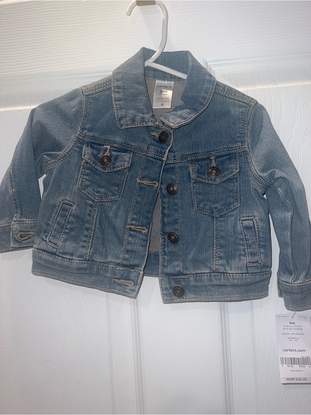 Carter's Little Girls Light Wash Denim Jacket - Blue